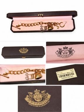 Vintage Y2K Original Juicy Couture Gold Tone Puff Heart Starter Bracelet W/box